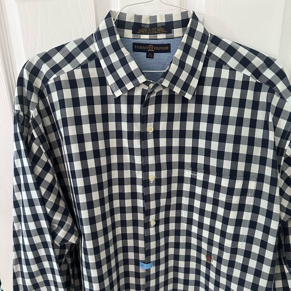 Tommy Hilfiger Black and White Checkered Men's Shirt